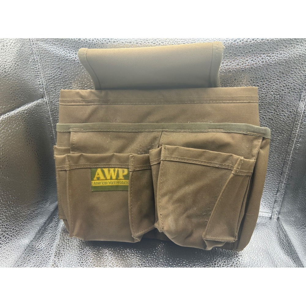 AWP American Work Products Tan Canvas Tool Pouch Utility Belt Bag Multi Pocket